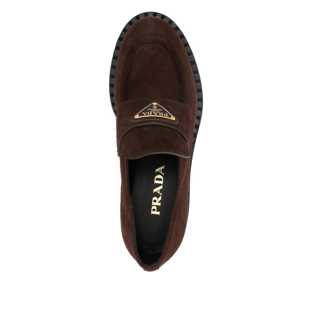 Prada Round-toe Loafers In Brown