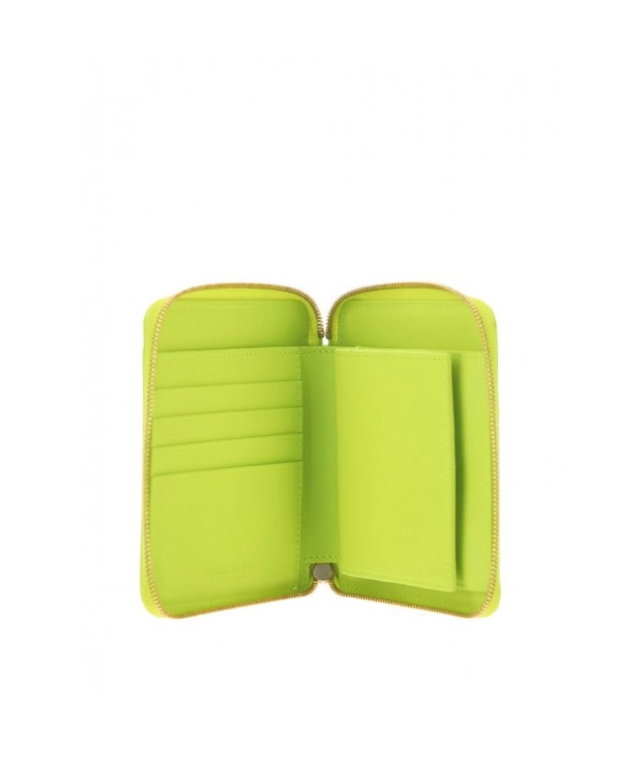 Bottega Veneta Logo Zipper Wallet In Yellow