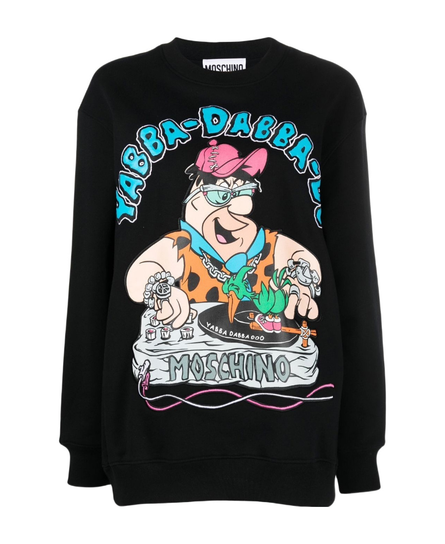 Moschino Graphic-print Crew Neck Sweatshirt In Black