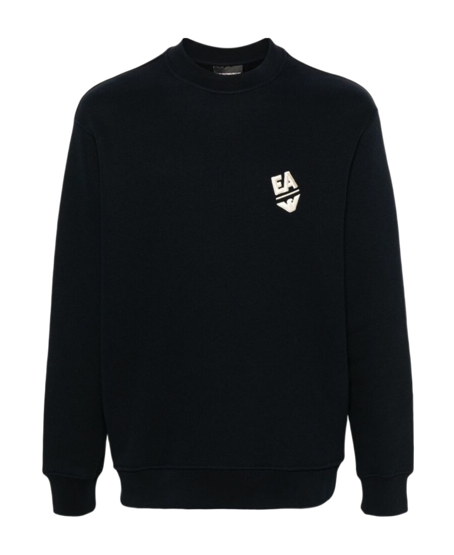 Emporio Armani Logo-embroidered Cotton Sweatshirt In Black