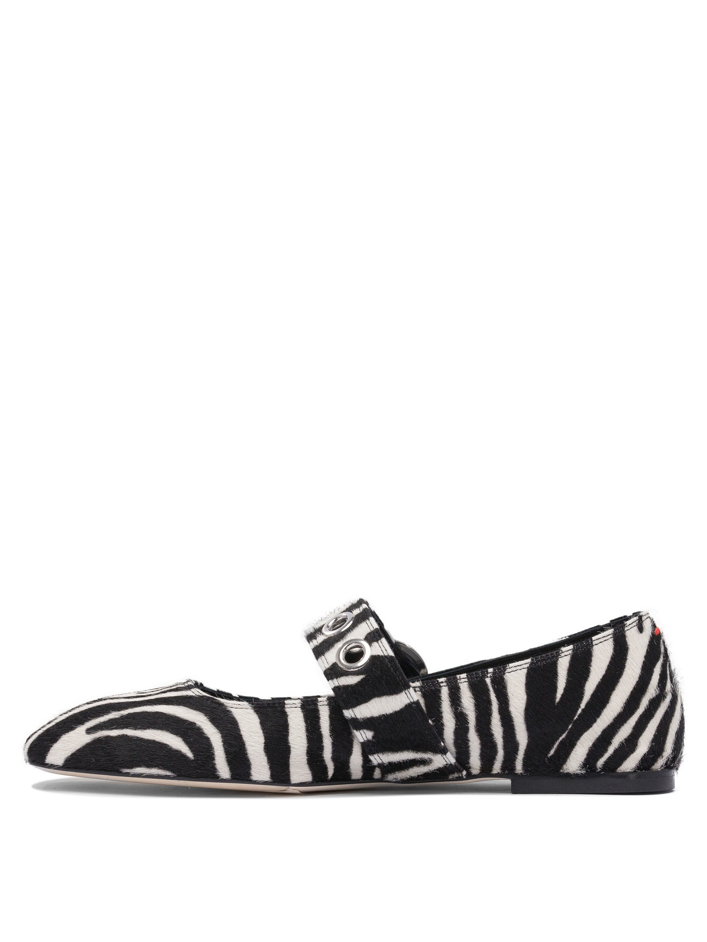 Aeyde Buckle Detail Zebra Pattern Ballerina Shoes