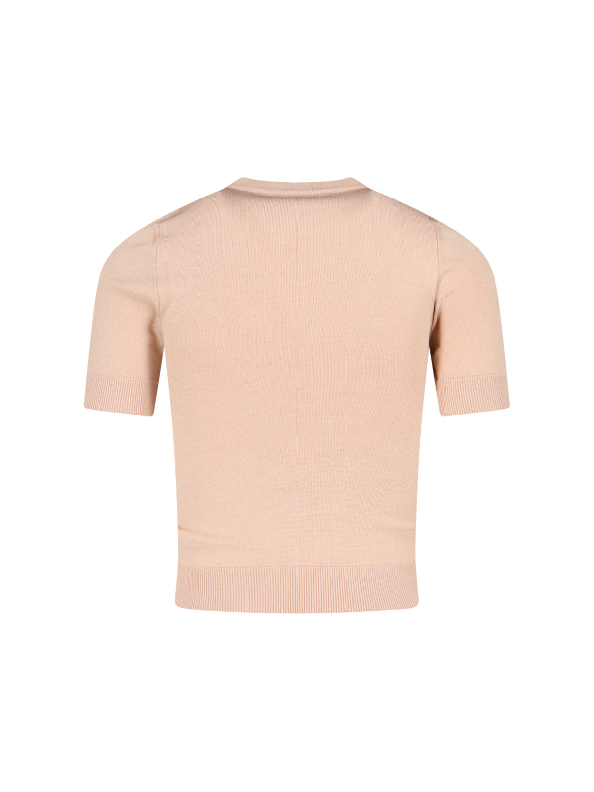 Marine Serre Short Sleeve Crew Neck Knitwear Top In Pink