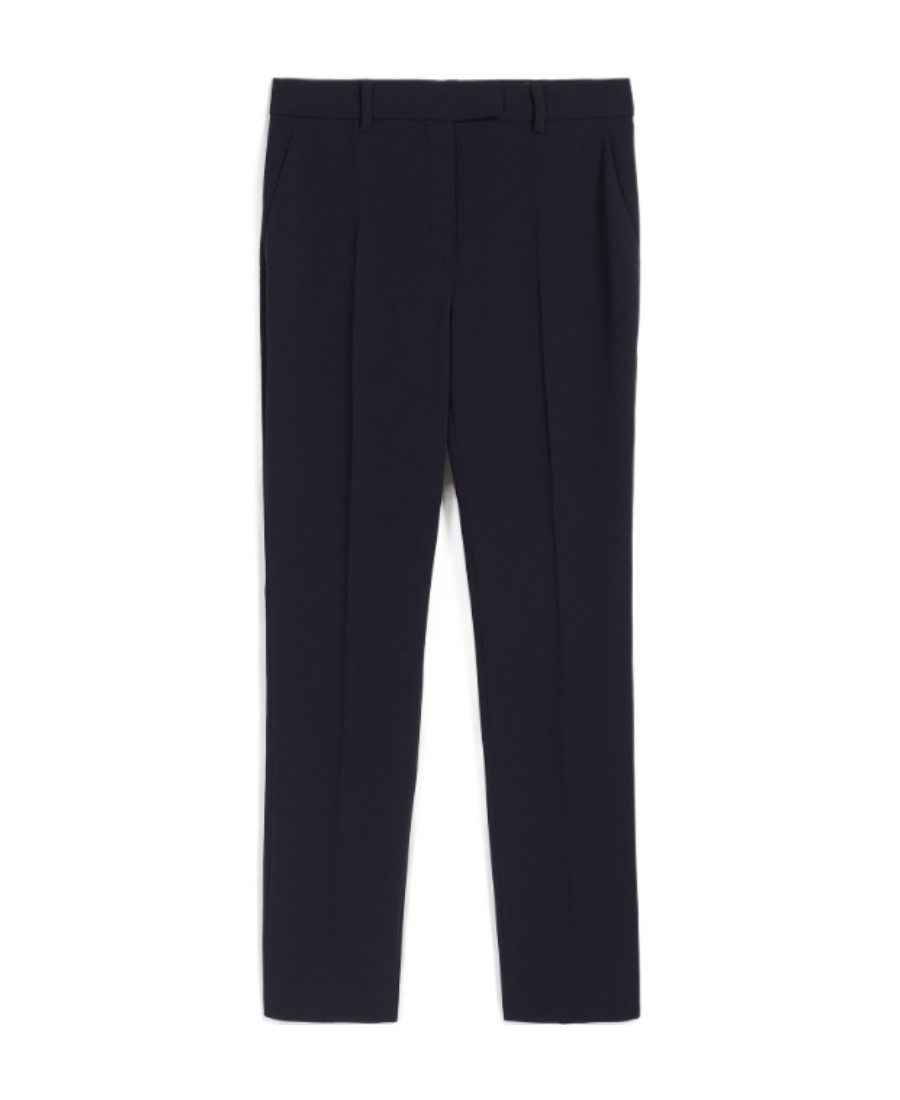 Max Mara Navy Blue Pipe Casual Pants In Black