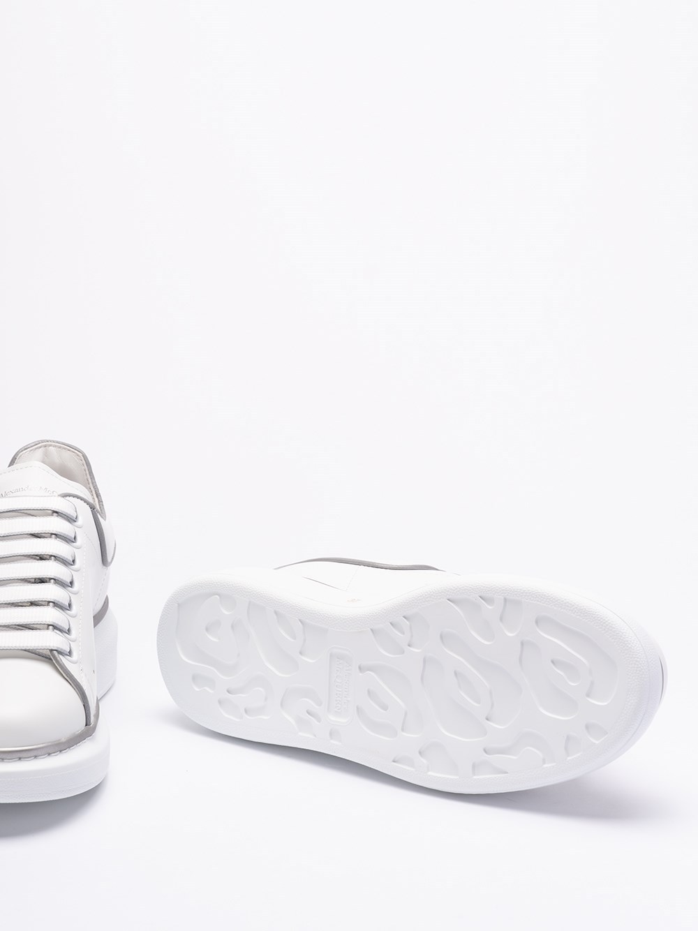 Alexander Mcqueen White Oversized Sneakers With Silver Piping In White
