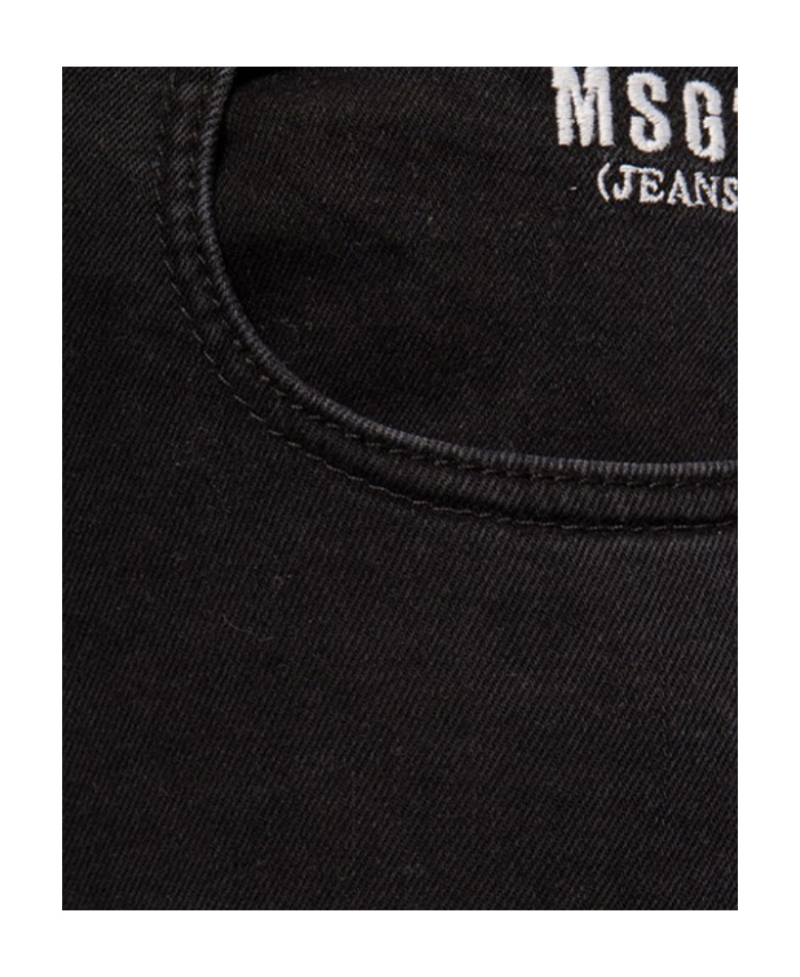 Msgm Black Logo Cotton Jeans In Black