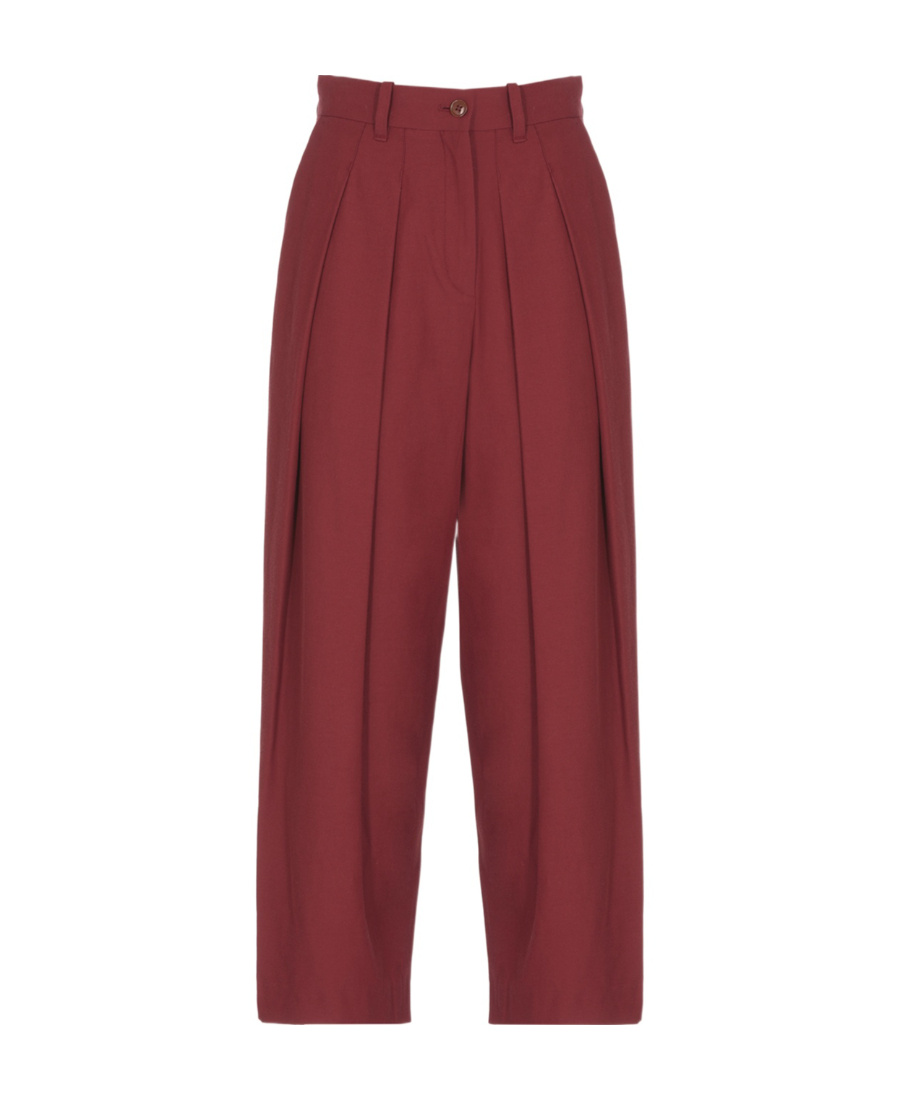 Shop Kenzo Cropped Pleated Trousers In Red