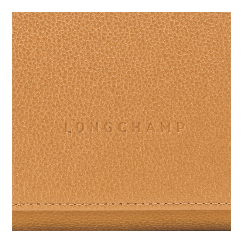 Longchamp Medium Le Foulonné Leather Crossbody Bag In Walnut