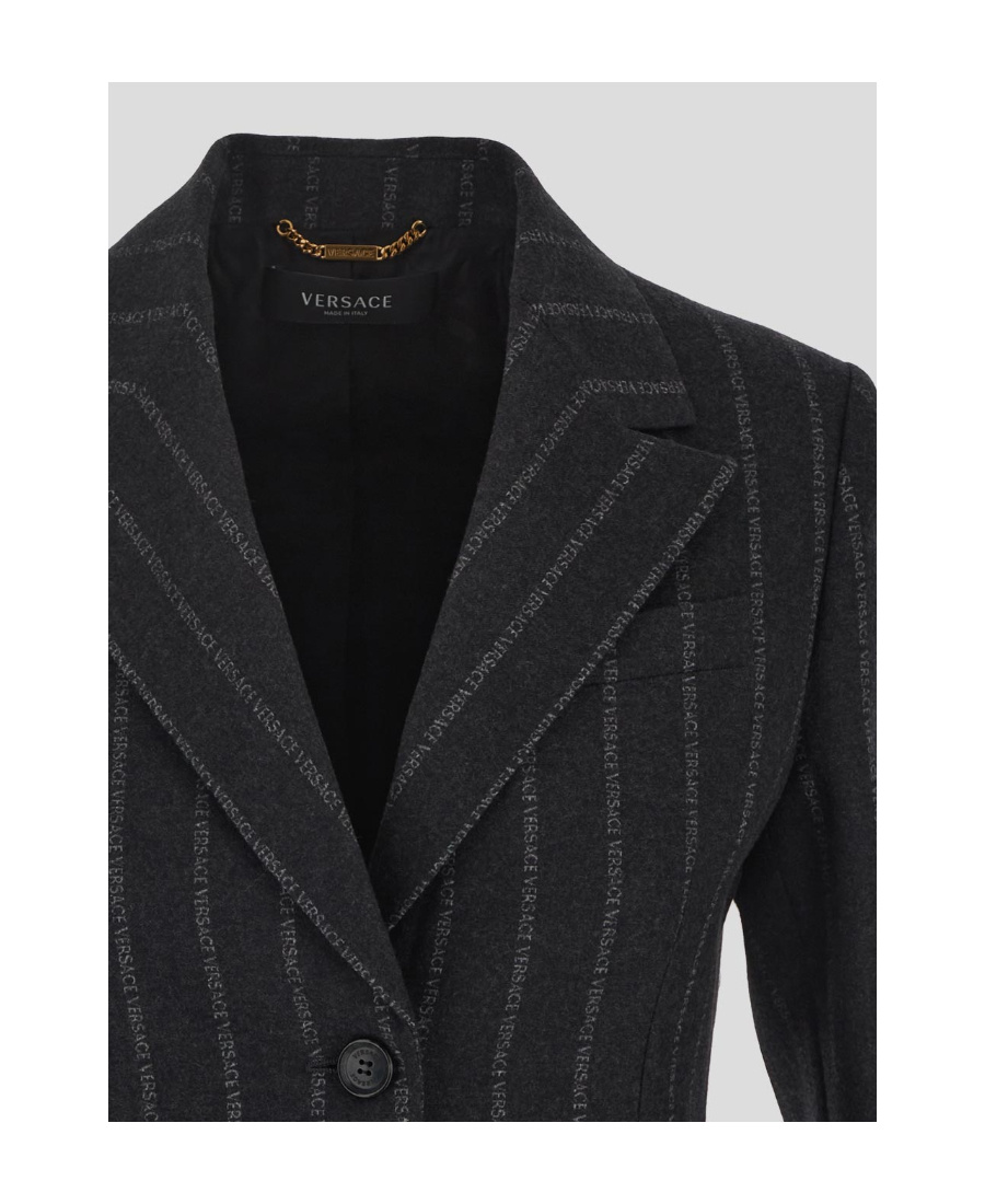 Versace Flannel Single-breasted Jacket In Black