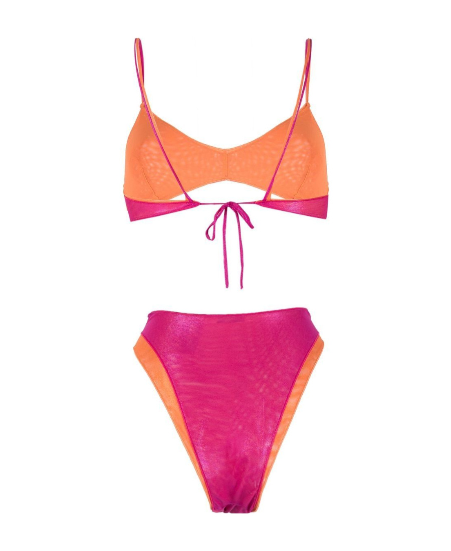 Oseree Metallic Two-tone Bikini In Pink