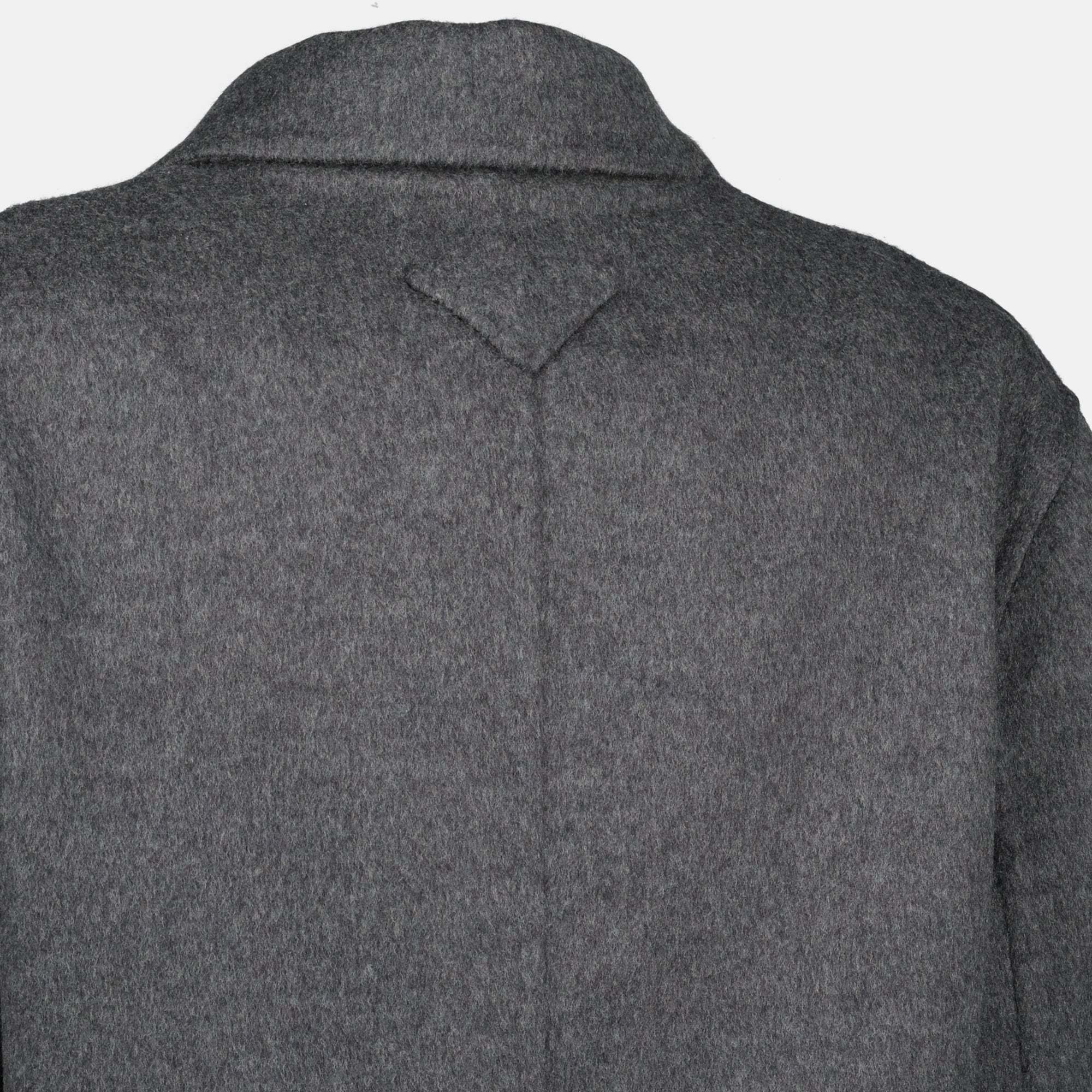 Prada Long-sleeved Coat In Gray