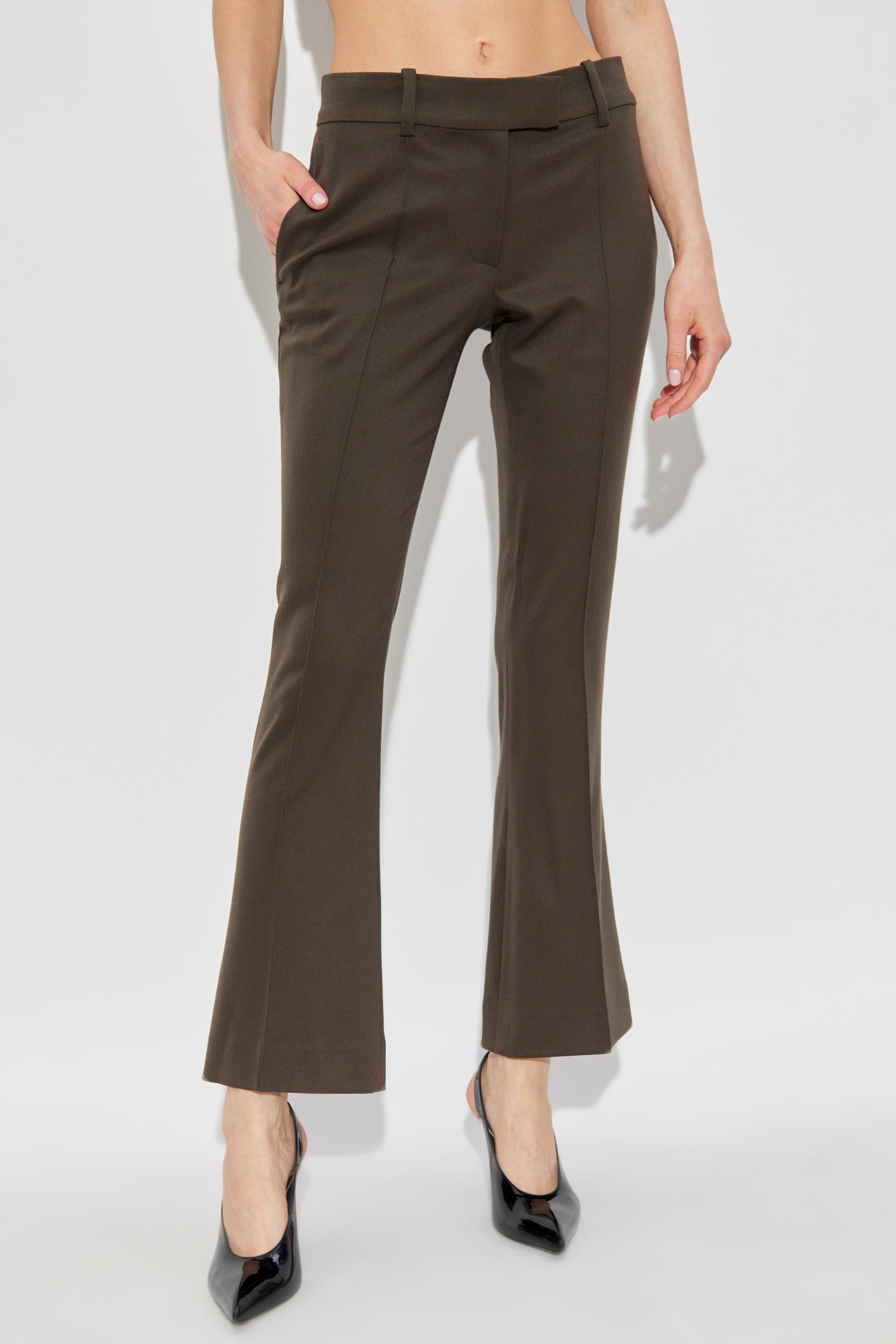 Attico Tailored Brown Pants With Concealed Closure In Brown