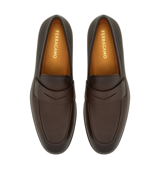 Ferragamo Leather Penny Loafers In Black