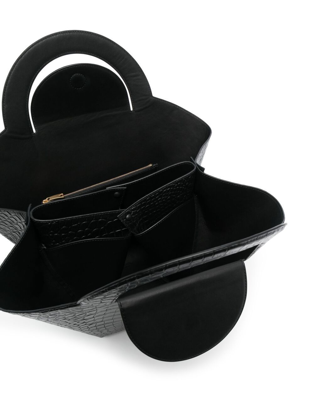 Bottega Veneta Crocodile-embossed Basket Tote Bag In Black