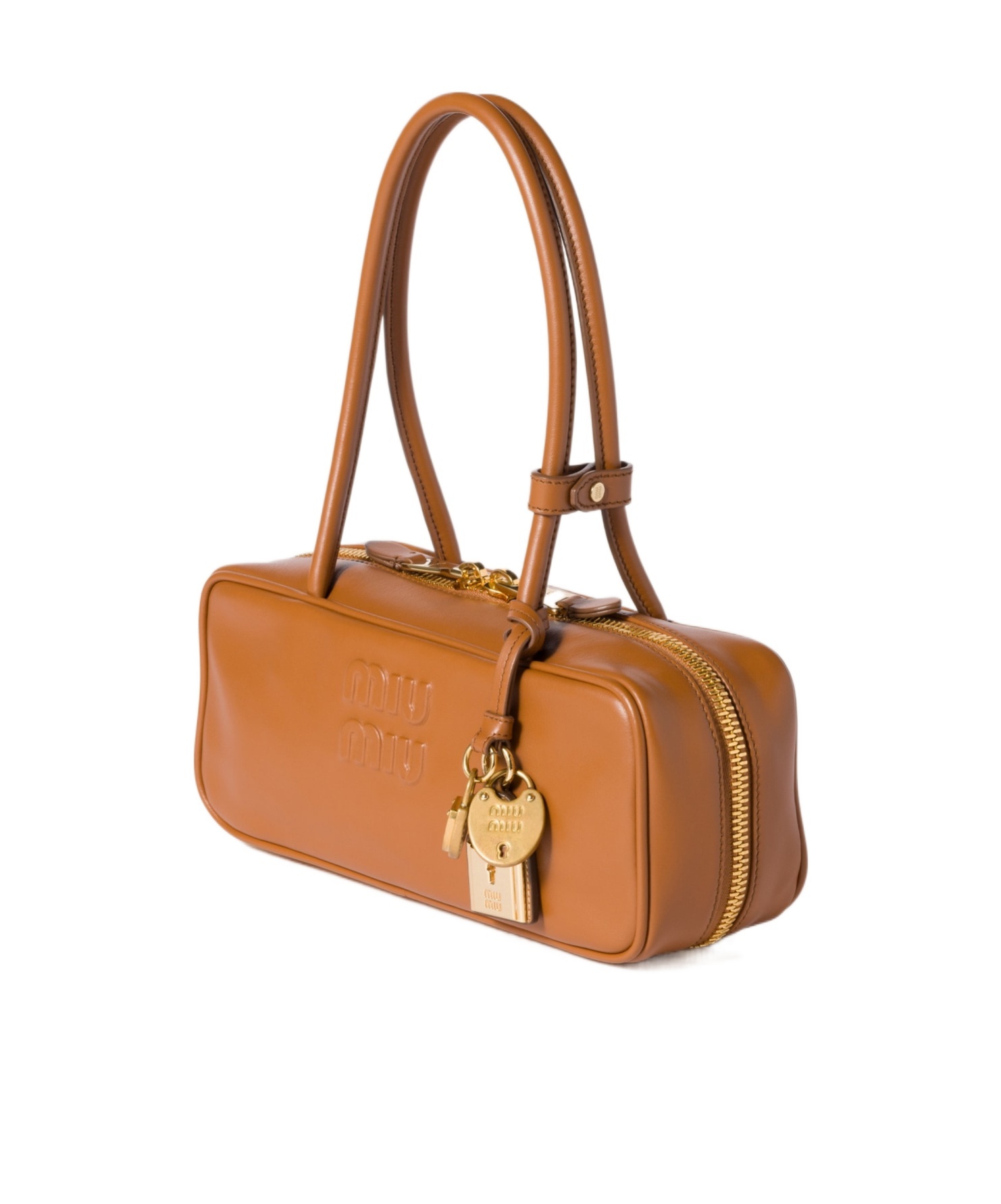 Miu Miu Beau Leather Bag In Cognac