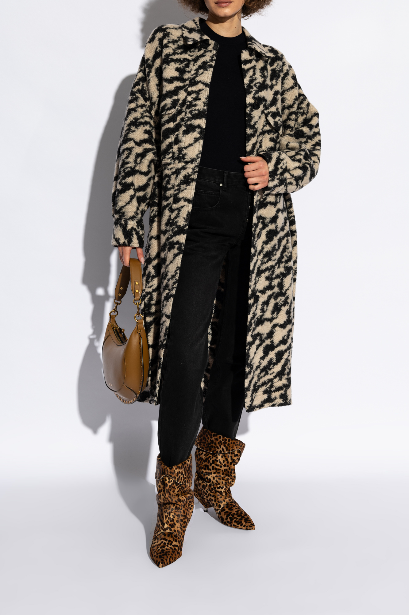 Isabel Marant Edrik Leopard Printed Boots In Black