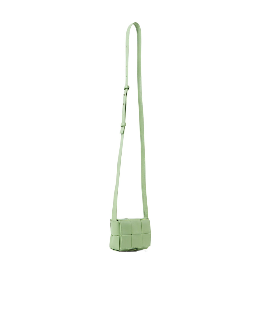 Bottega Veneta Mini Cassette Knitted Shoulder Bag In Green