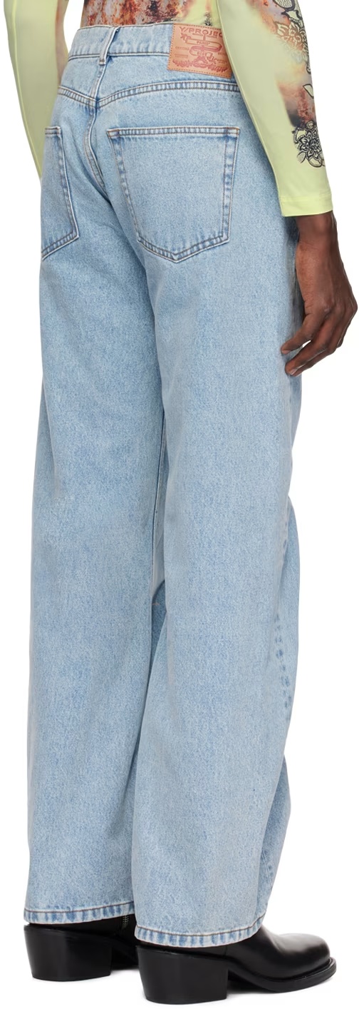 Y/project Evergreen Wire Mid-rise Straight Jeans In Blue