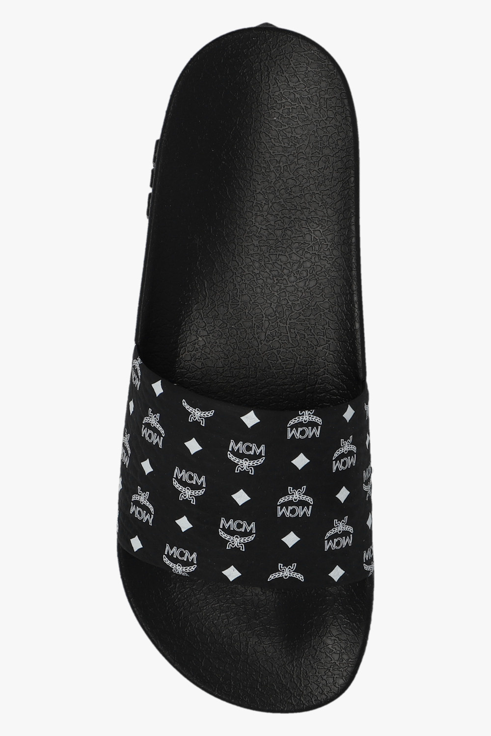 Mcm Monogram Print Rubber Slides In Black