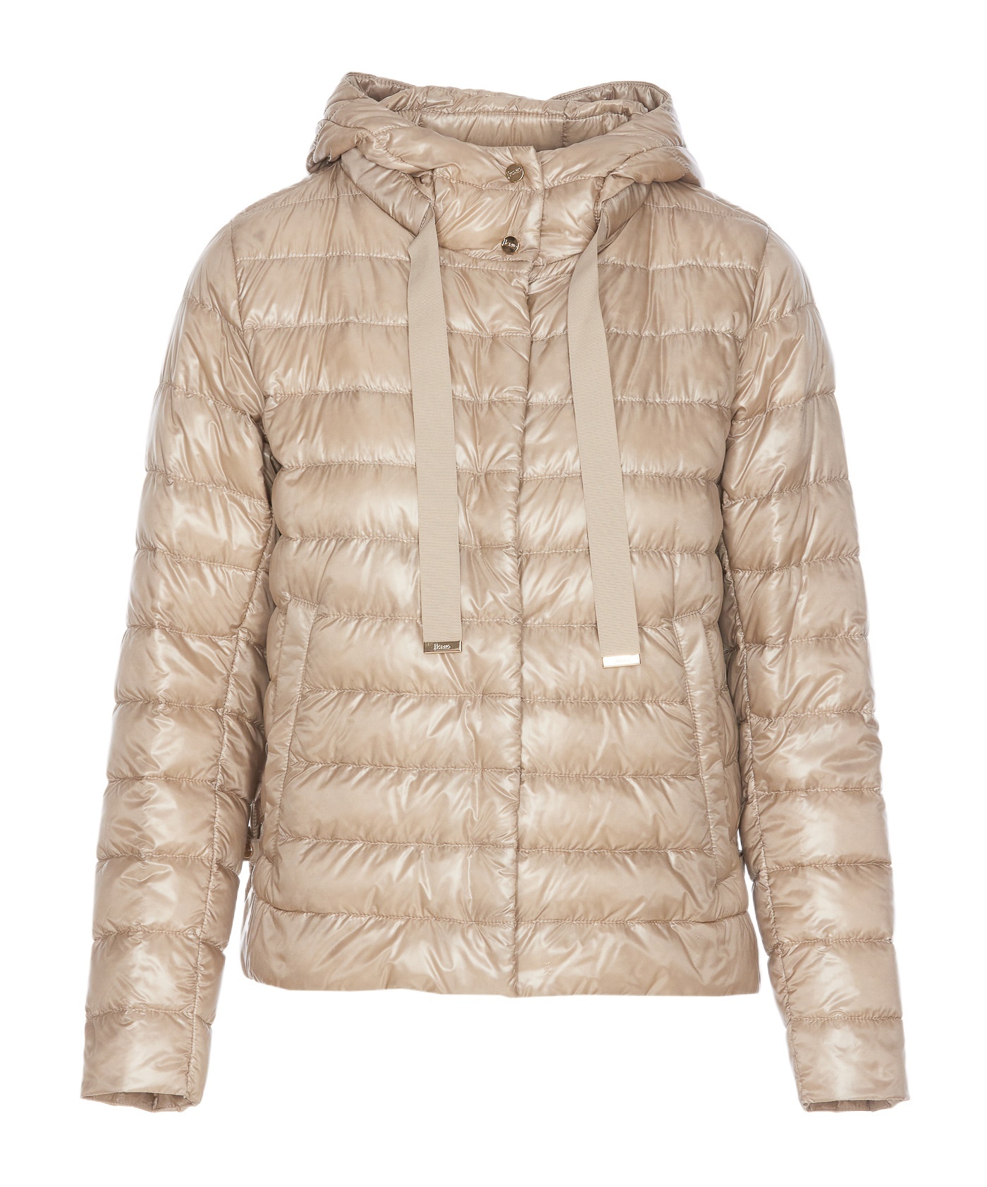 Herno Light Gray Reversible High Neck Down Jacket In Technical Fabric Woman In Nude