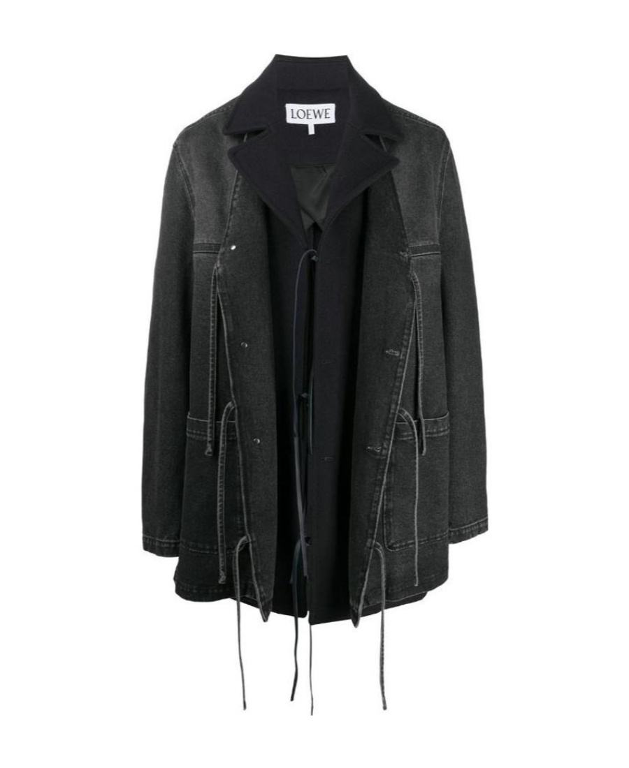 Loewe Black Denim Double Coat In Black