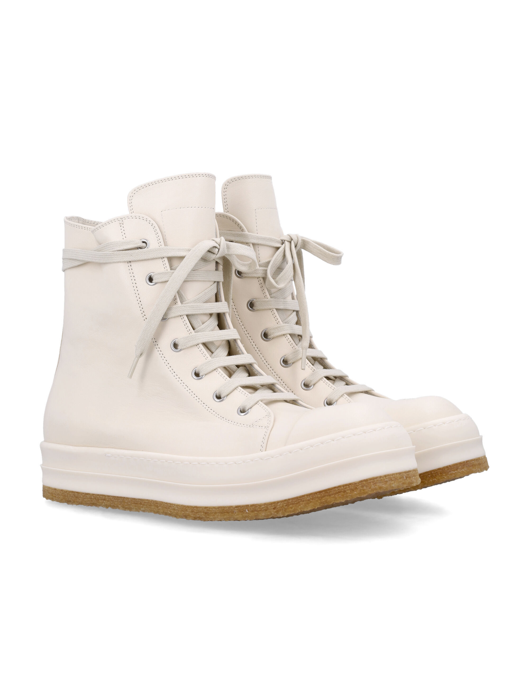 Rick Owens Round Toe High Top Casual Shoes In Multi
