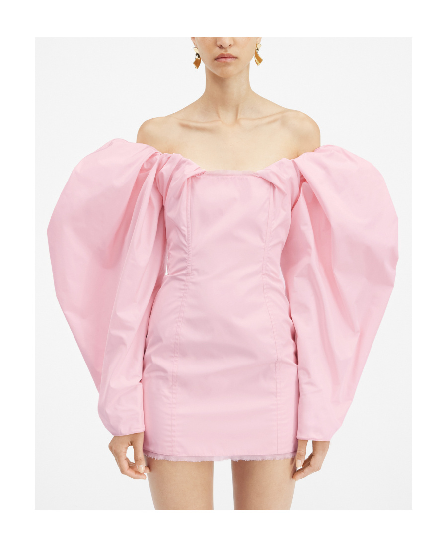 Jacquemus La Robe Taffetas Draped Mini Dress In Pink
