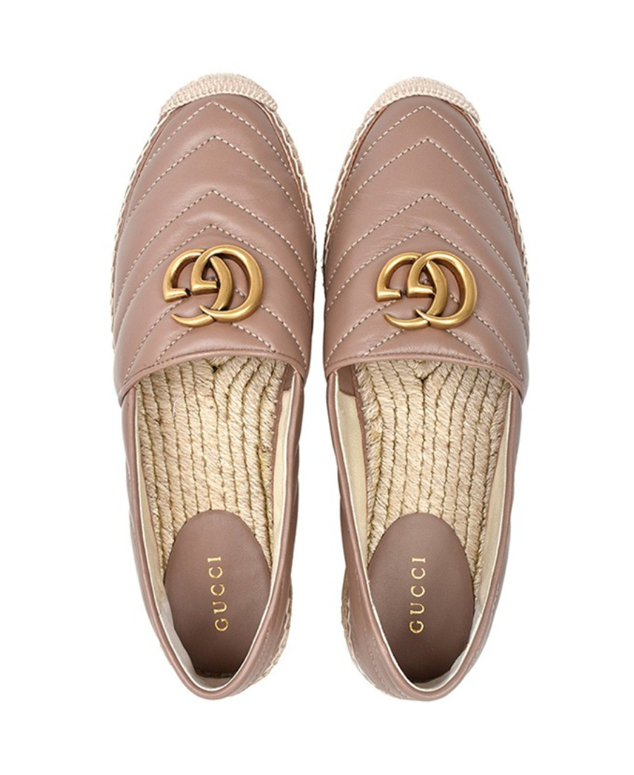 Gucci Gg Straw Platform Shoes In Nude