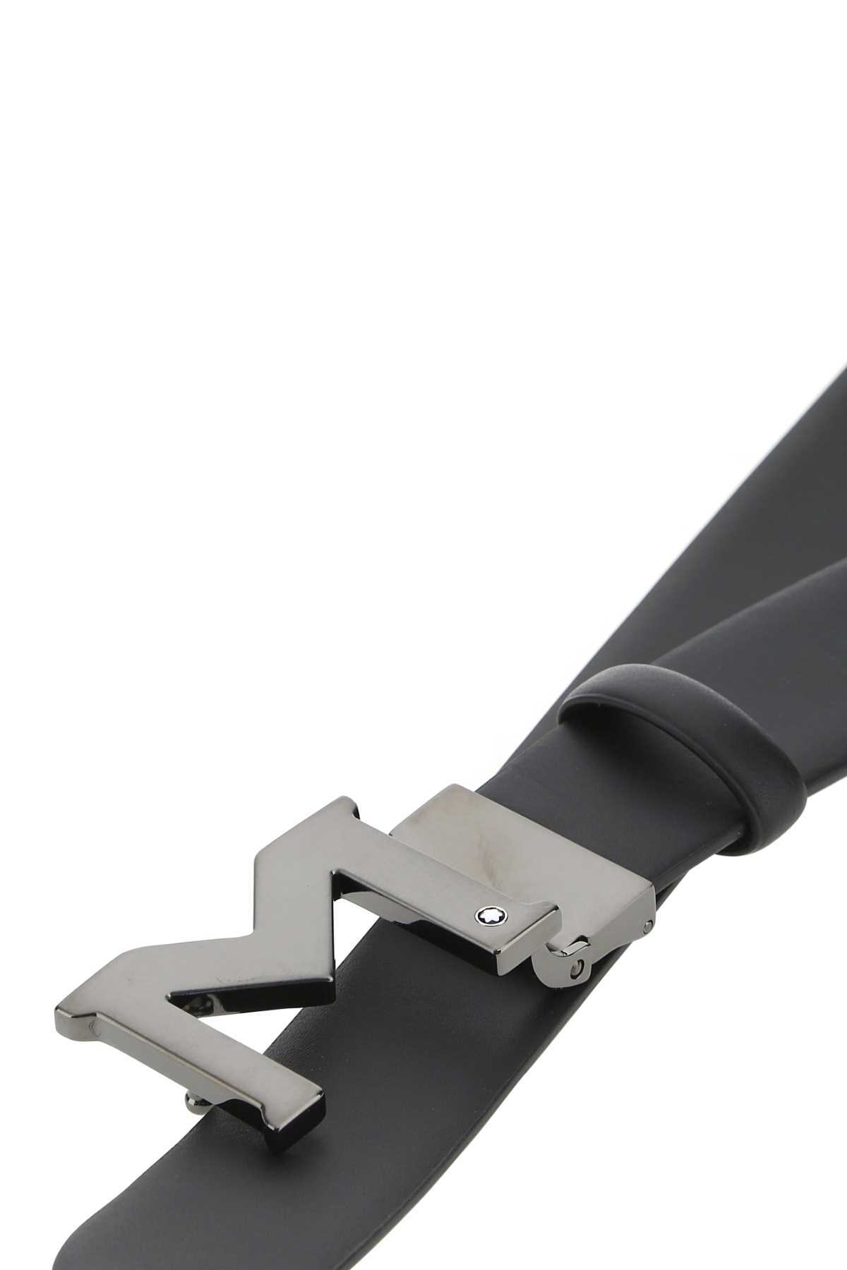 Montblanc Leather Buckle Belt In Black
