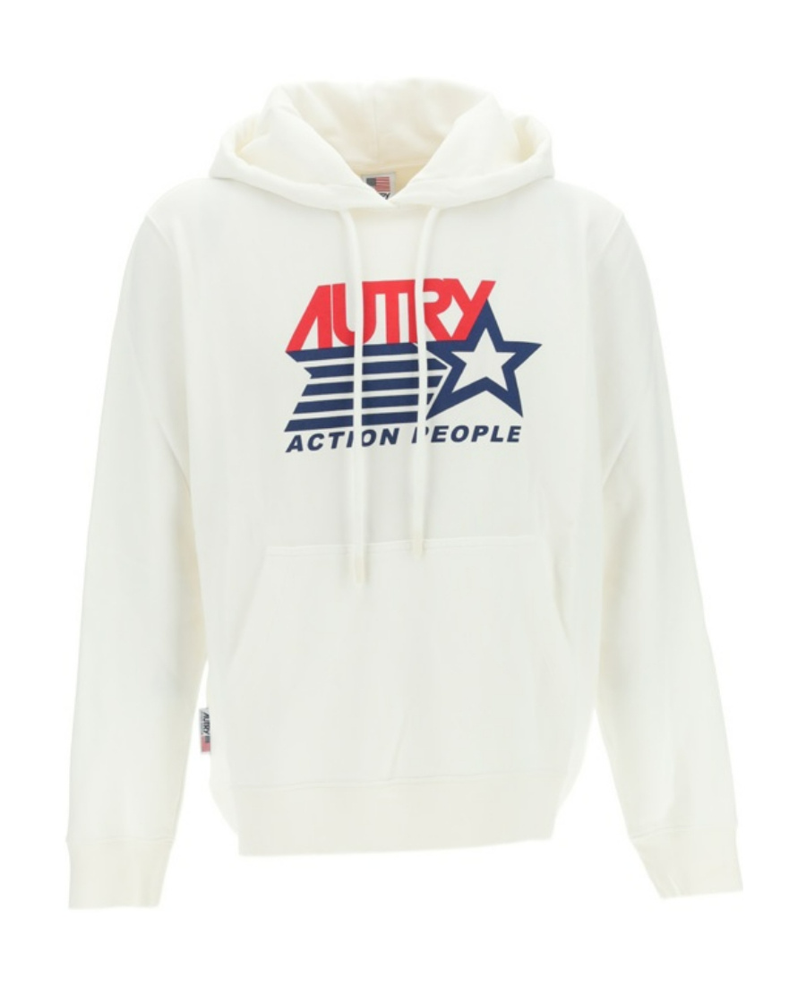 Autry Logo-print Drawstring Hoodie In White