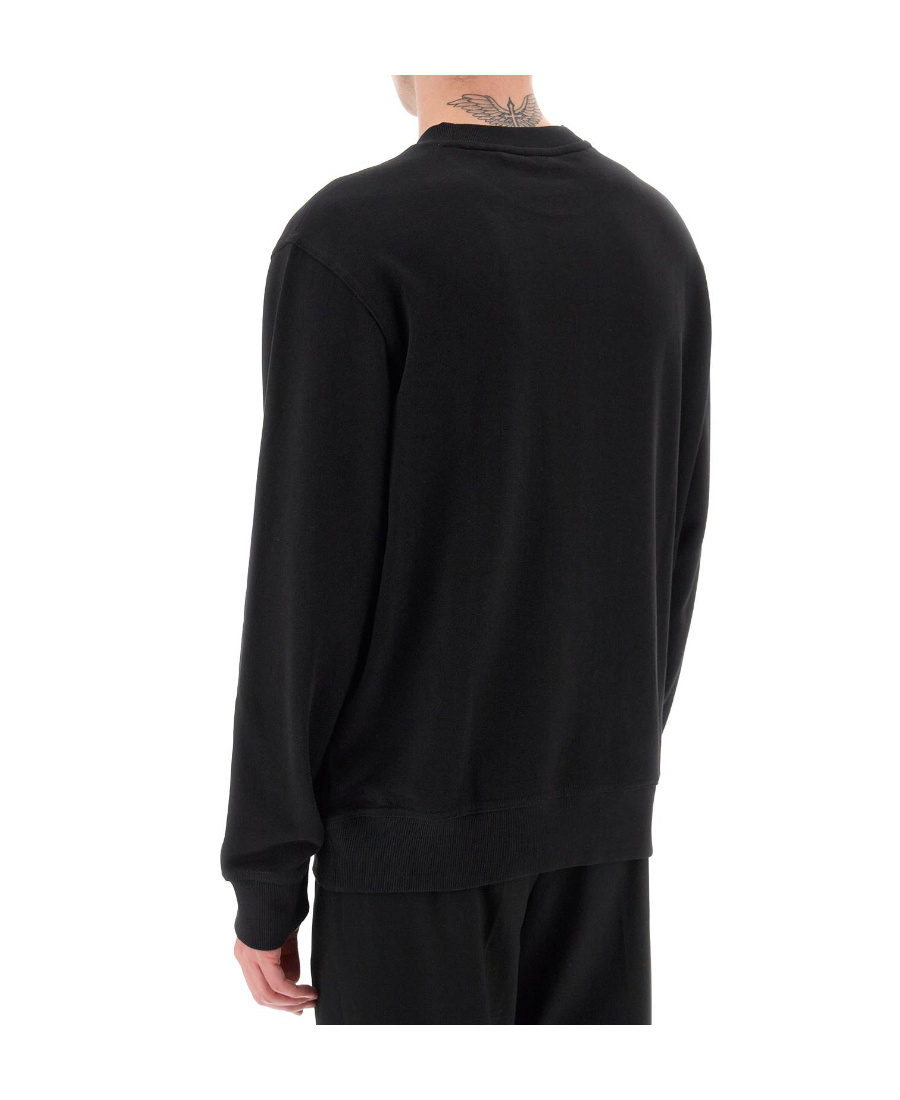 Hugo Boss Relaxed-fit Cotton-terry Sweatshirt With Rubber-print Logo In Black