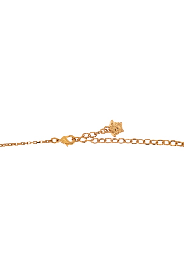 Versace Logo-print Necklace In Yellow