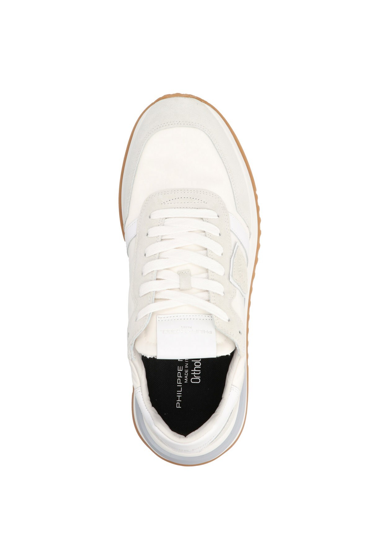 Philippe Model Casual Low Top Sneakers With Suede Inserts In White