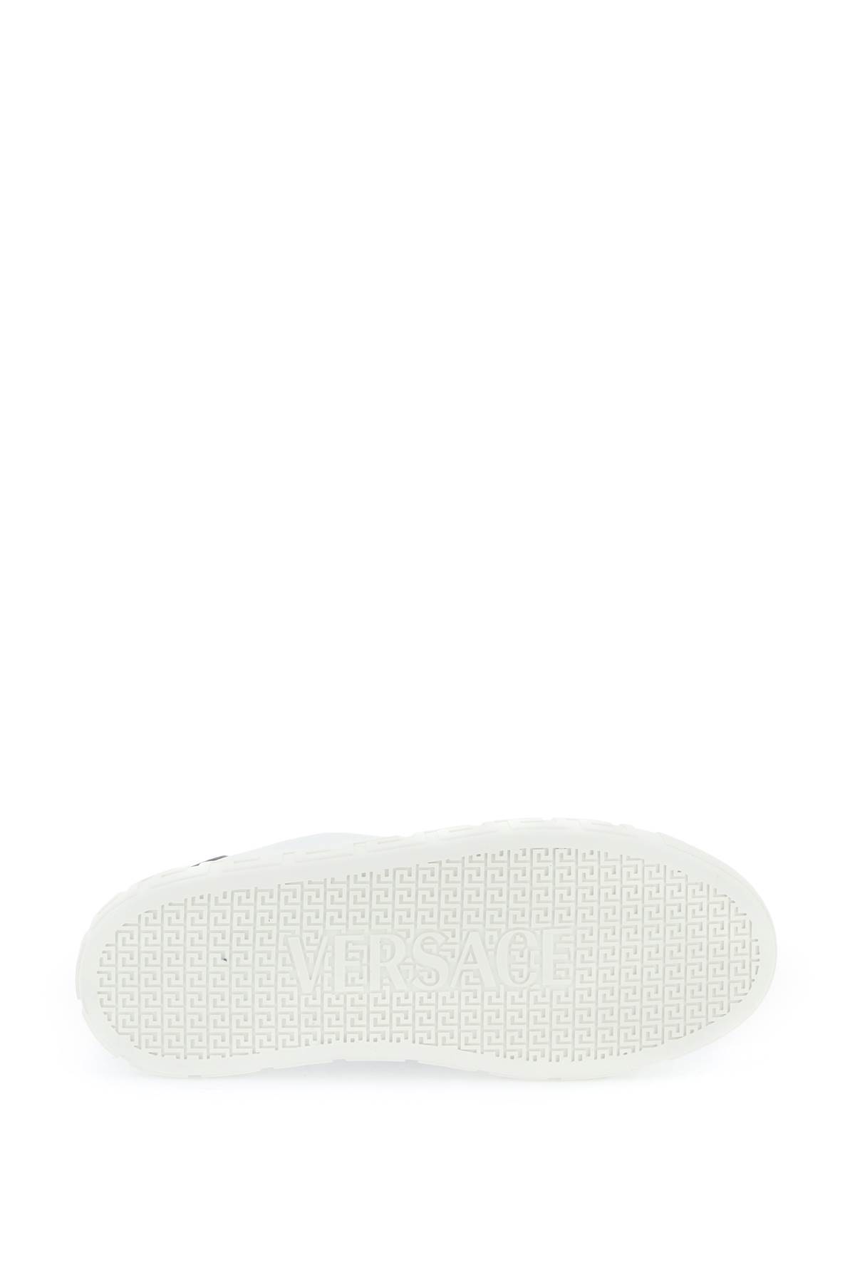 Versace Greca Embroidered Low-top Sneakers In White