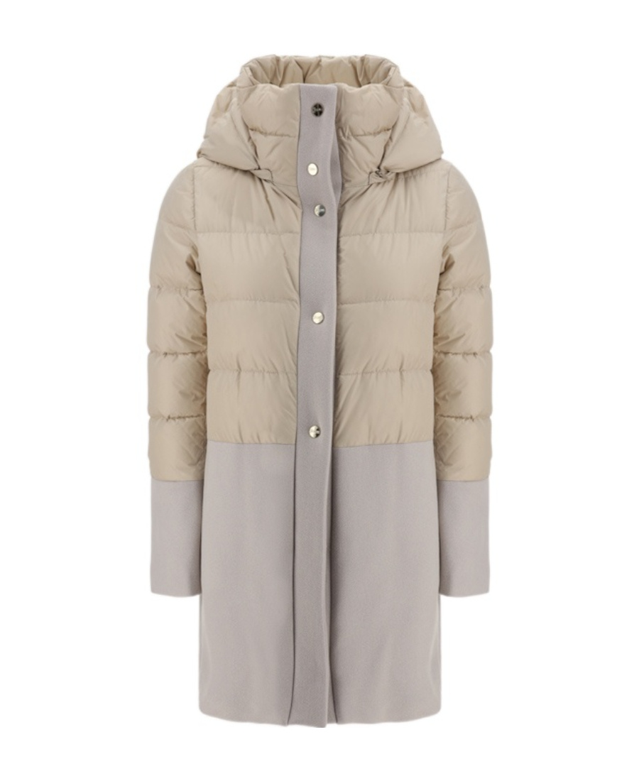 Herno Detachable-hood Quilted Down Coat In Nude