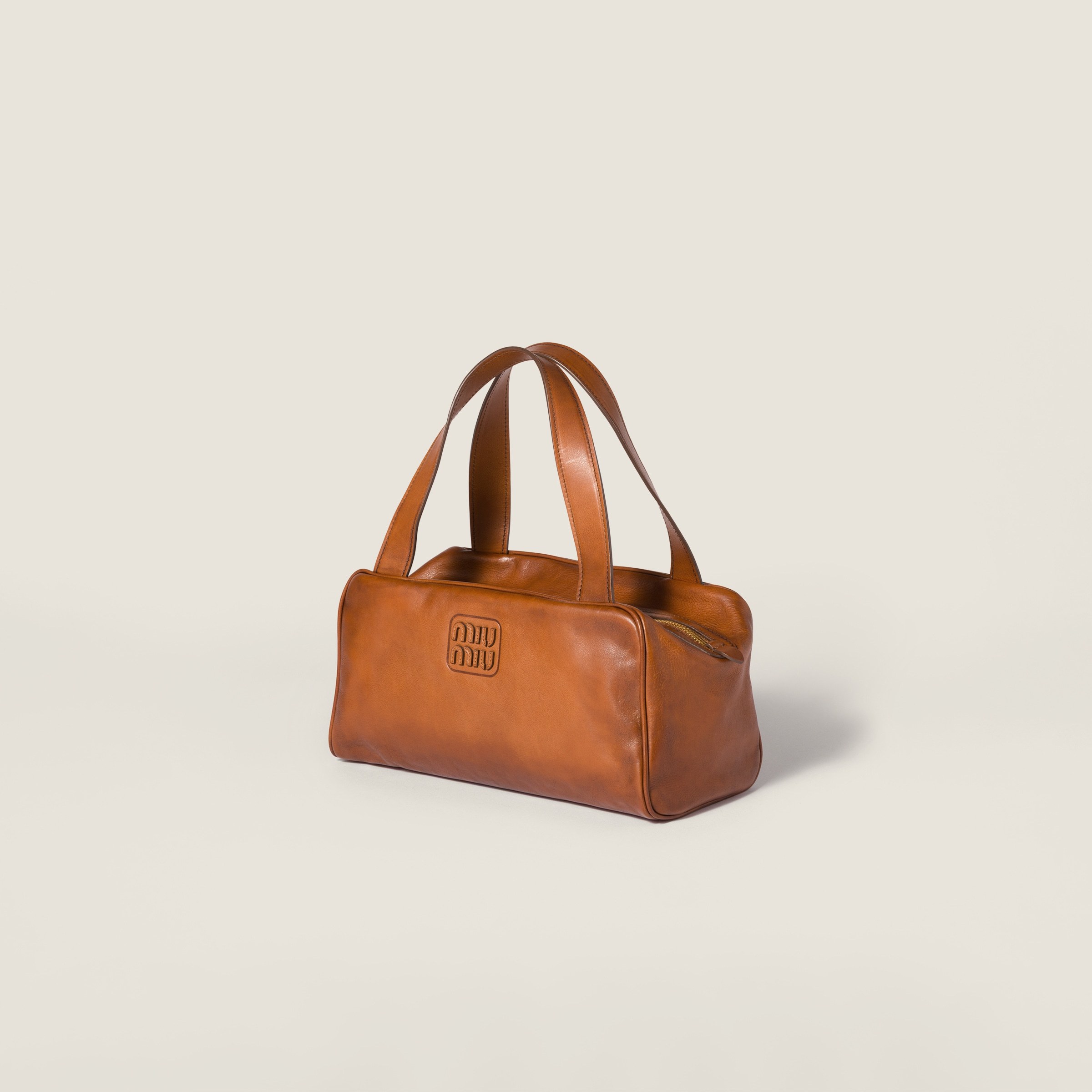 Miu Miu Leather Top-handle Bag In Brown