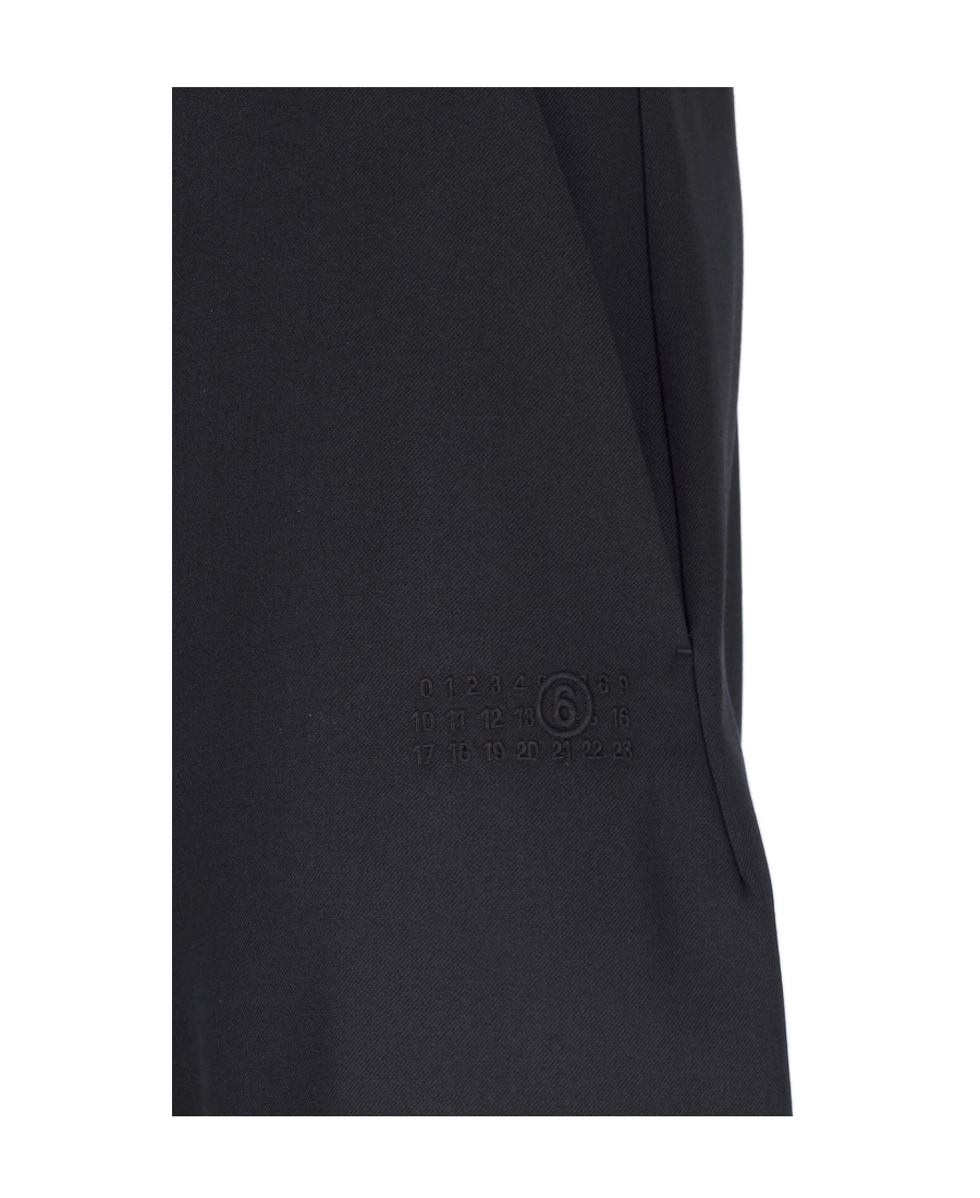 Mm6 Maison Margiela Wide Leg High Waist Trousers With Pleated Front In Black