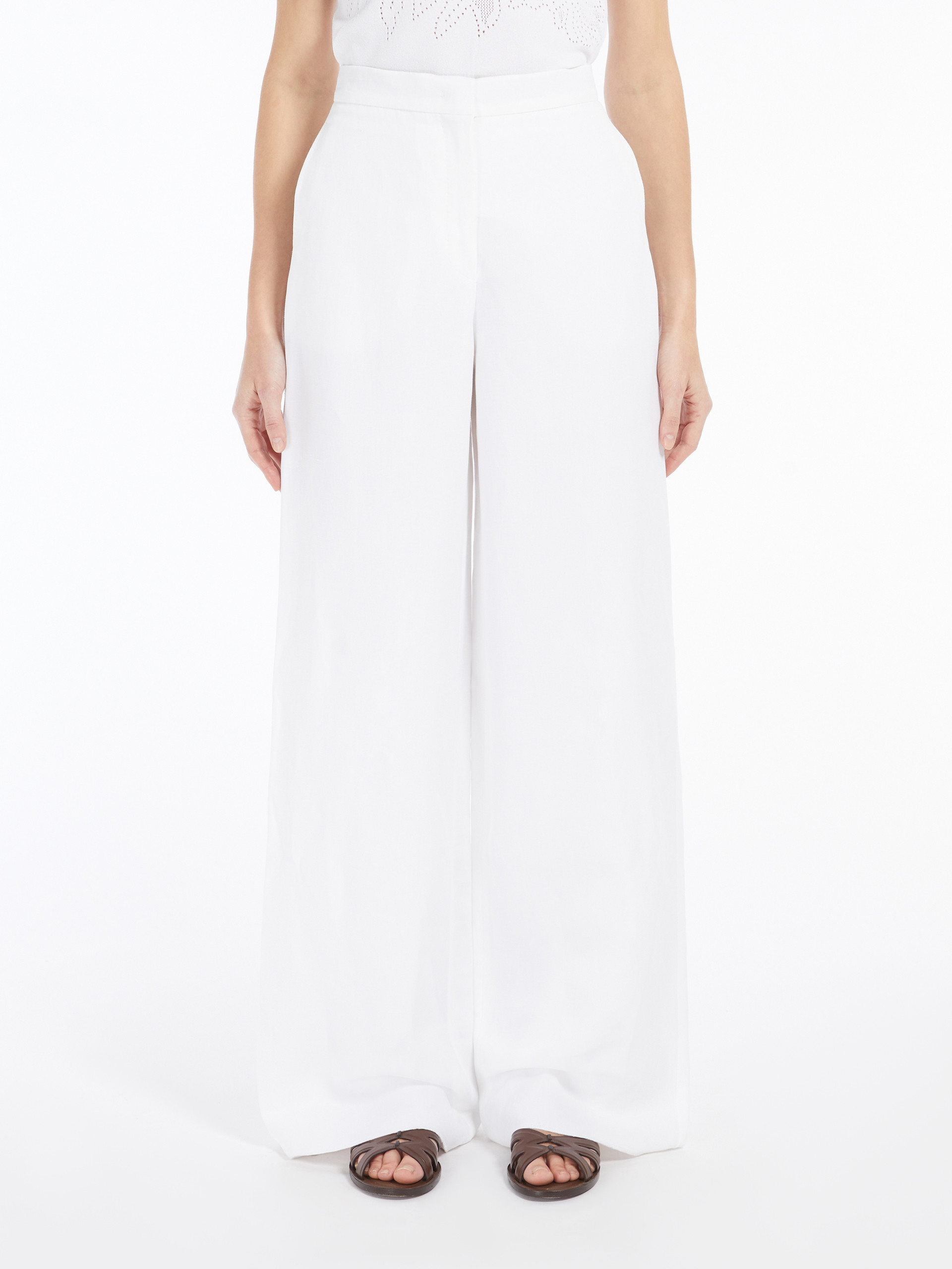 Max Mara High Belt Loop Casual Pants In White