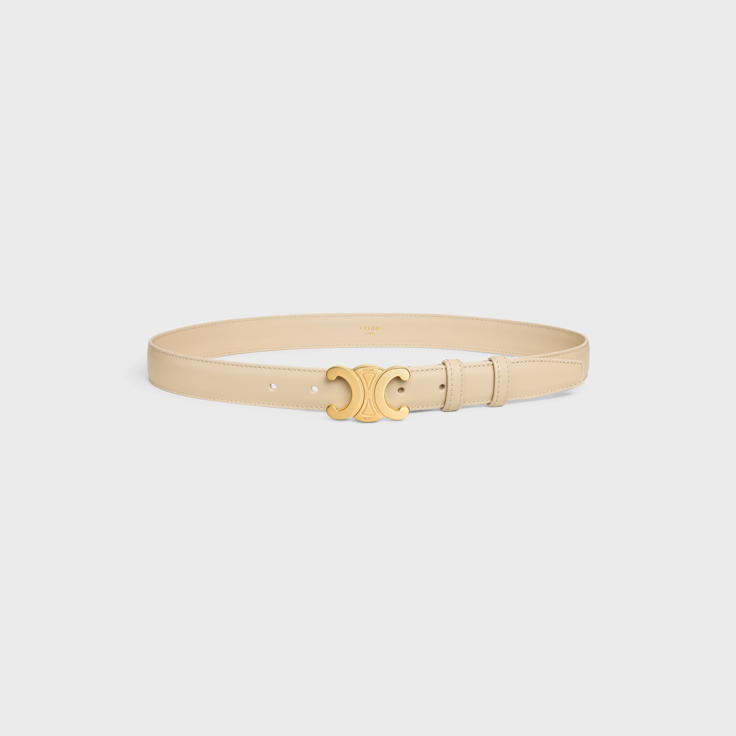 Celine Medium 25mm Triomphe Belt In Taurillon Leather In Neutral