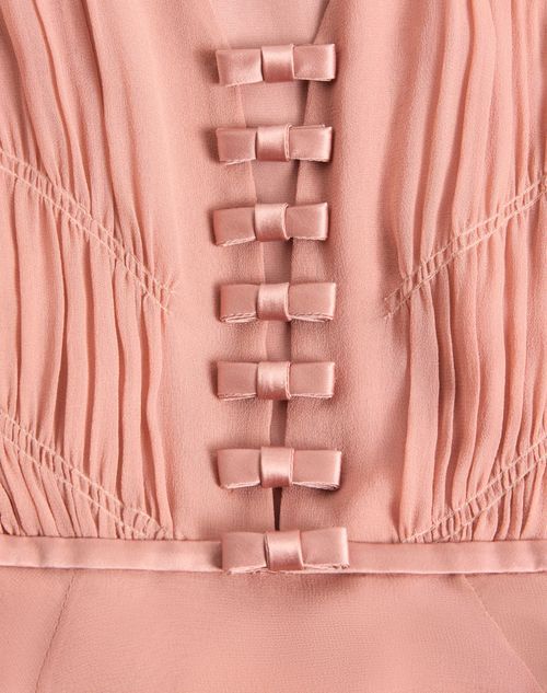 Valentino Womens Pastel Rose Shirred-bodice Sheer-sleeve Silk Gown