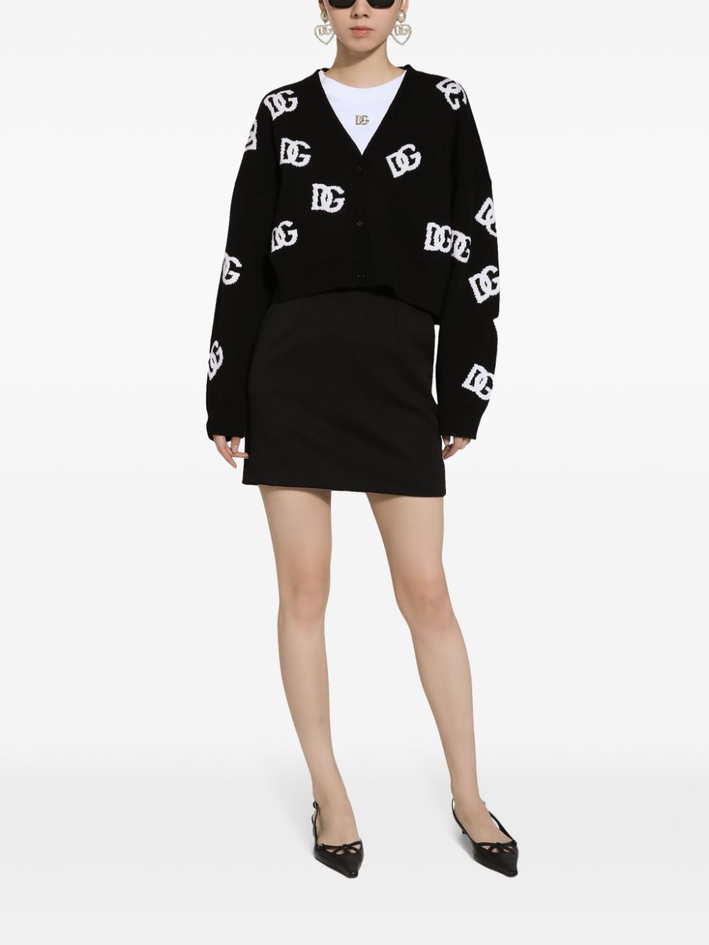 Dolce & Gabbana Logo Embroidered Cardigan In Black