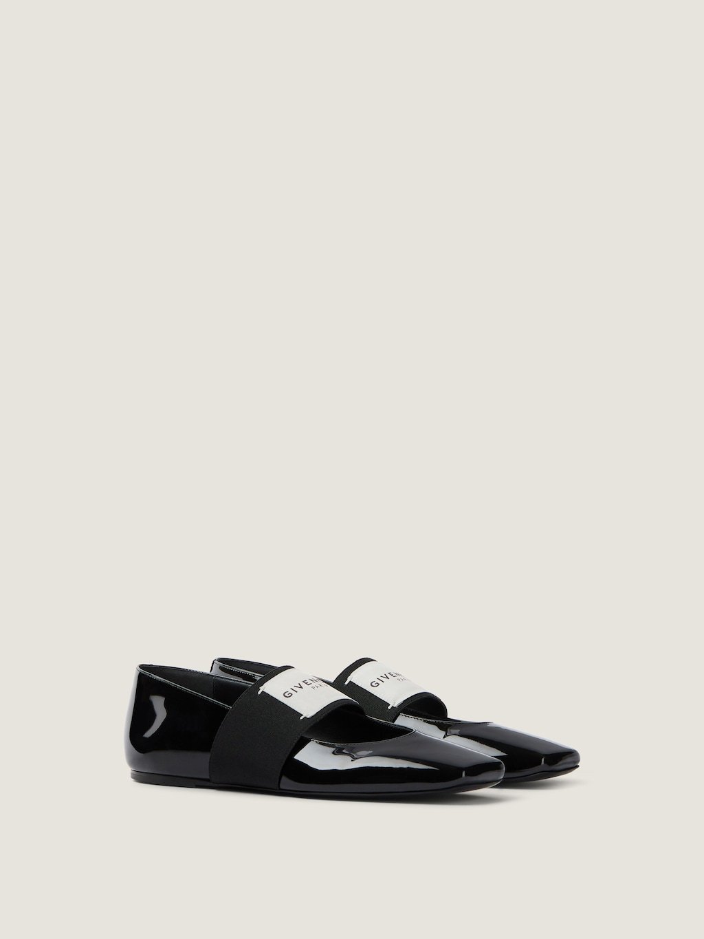 Givenchy Sliced Square Ballerinas In Patent Leather In Black