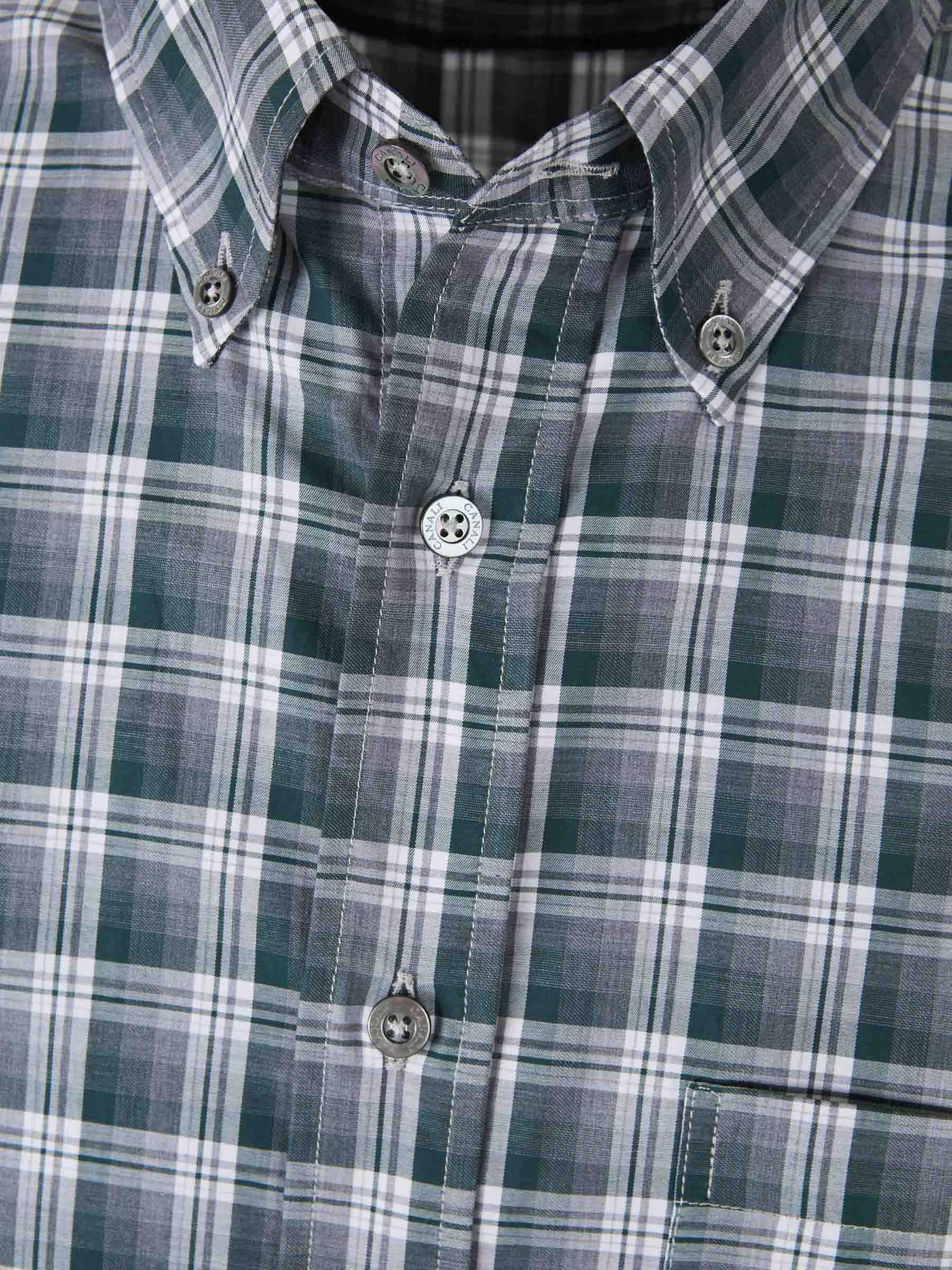 Canali Plaid Button-down Shirt In Gray