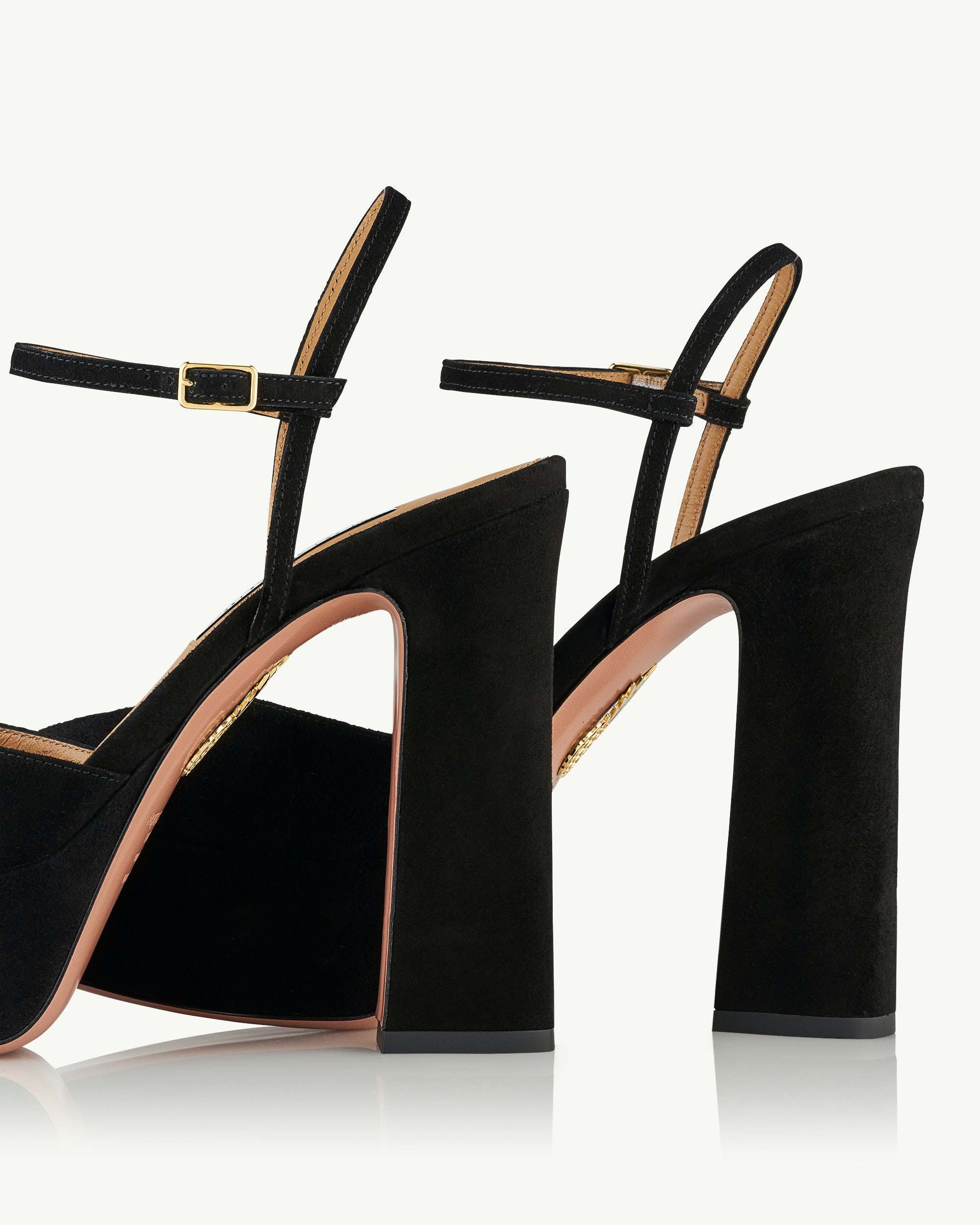 Aquazzura 130mm Groove Leather Shoes In Black