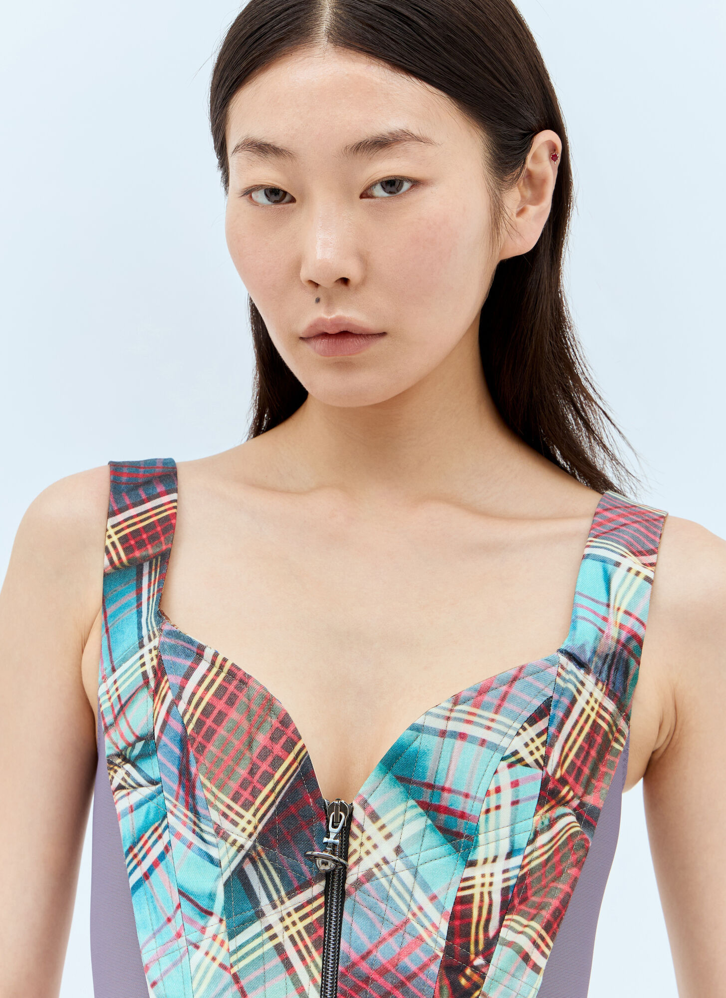 Vivienne Westwood Printed Wool Corset Top In Multicolor