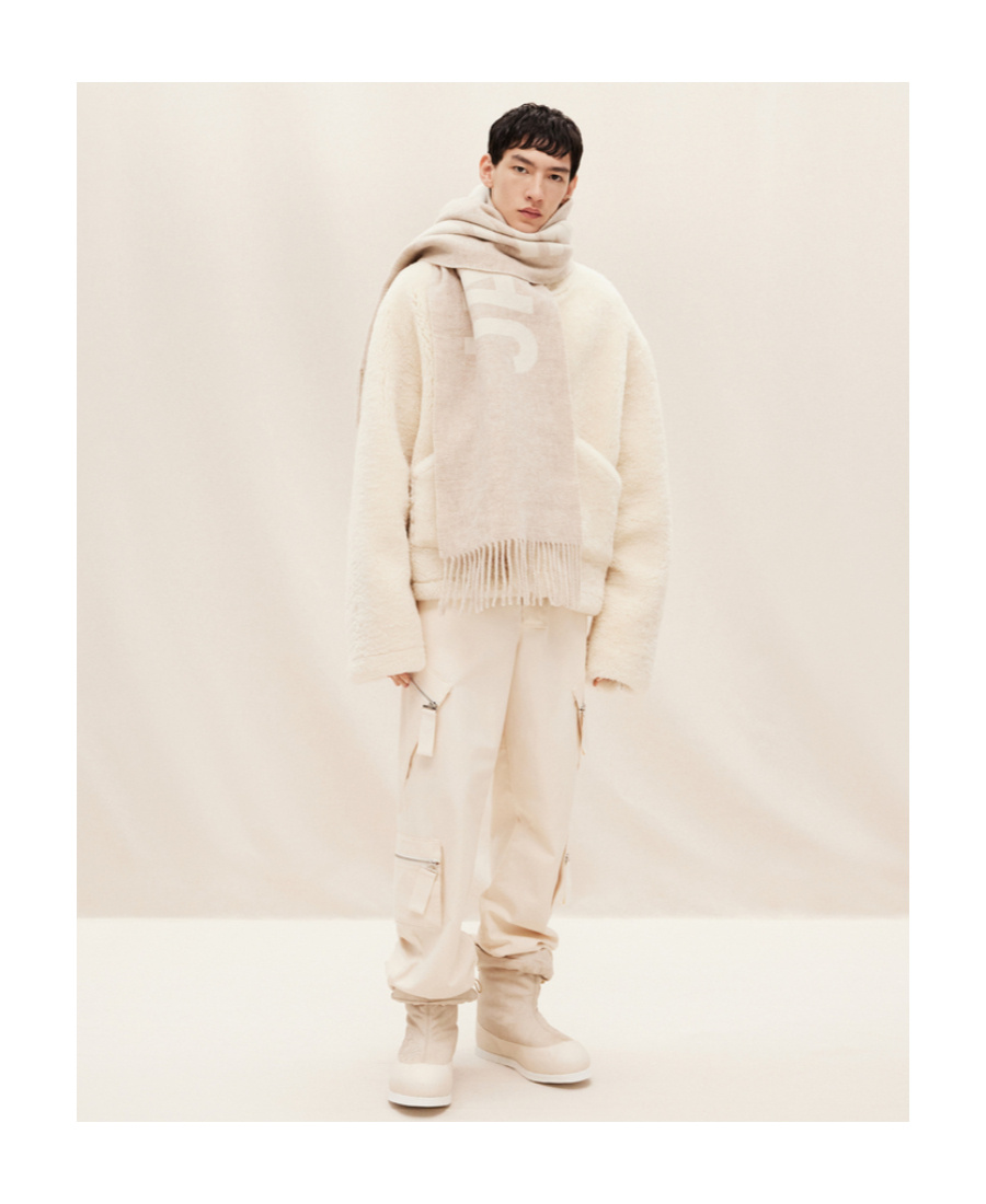 Jacquemus Intarsia-knit Logo Scarf In Nude