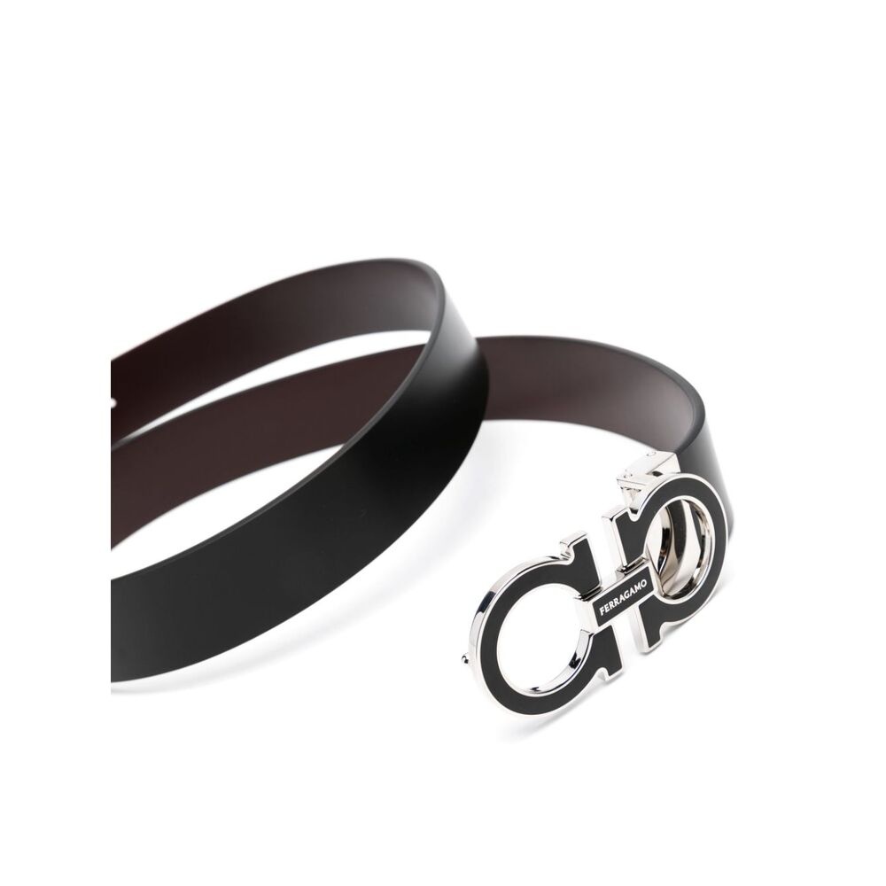 Ferragamo Reversible And Adjustable Gancini Men In Black