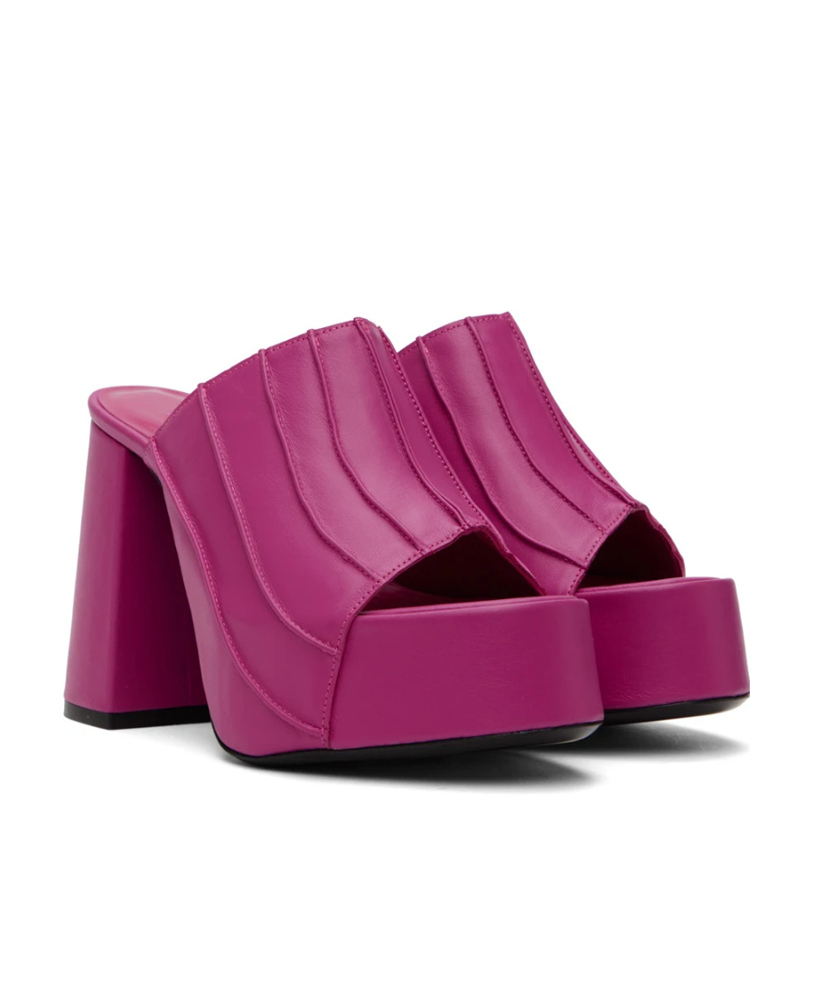 By Far Embossed High-heeled Sandals In Pink