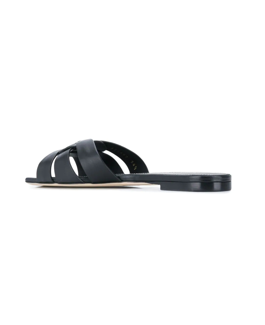 Saint Laurent Tribute 05 Leather Nu Pieds Flat Sandals In Black