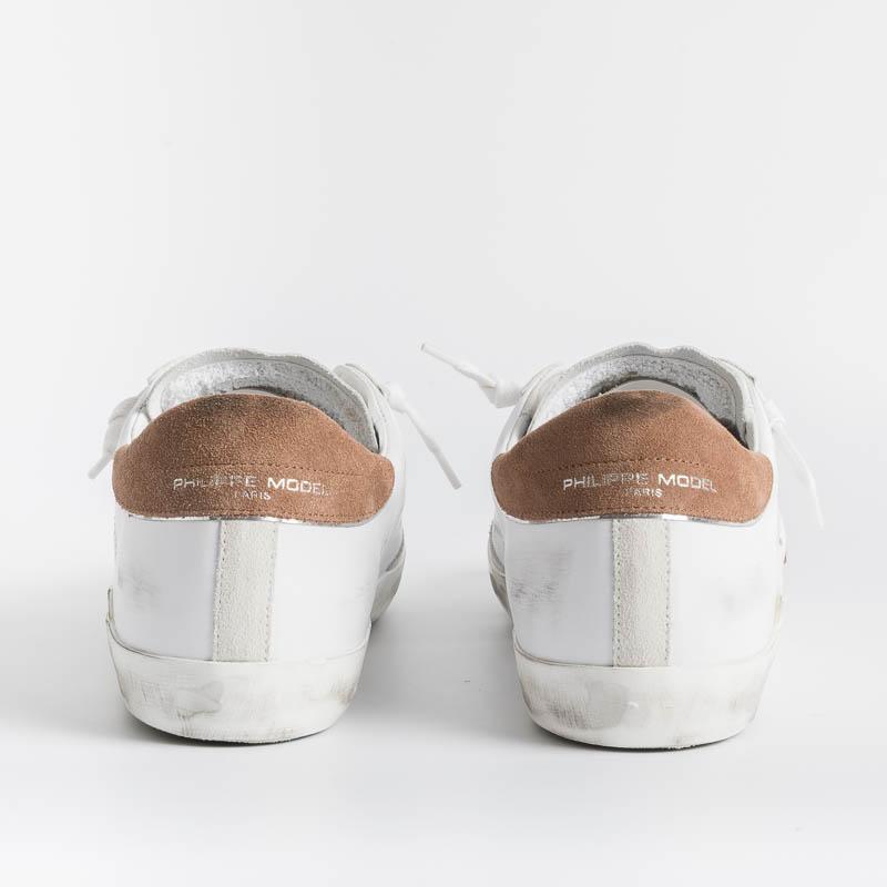 Philippe Model Parisx Sneakers In Leather With Contrasting Heel Tab In White