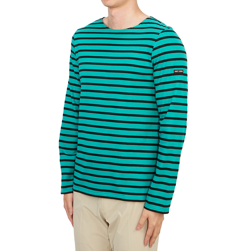 Saint James Striped Graphic T-shirt In Green